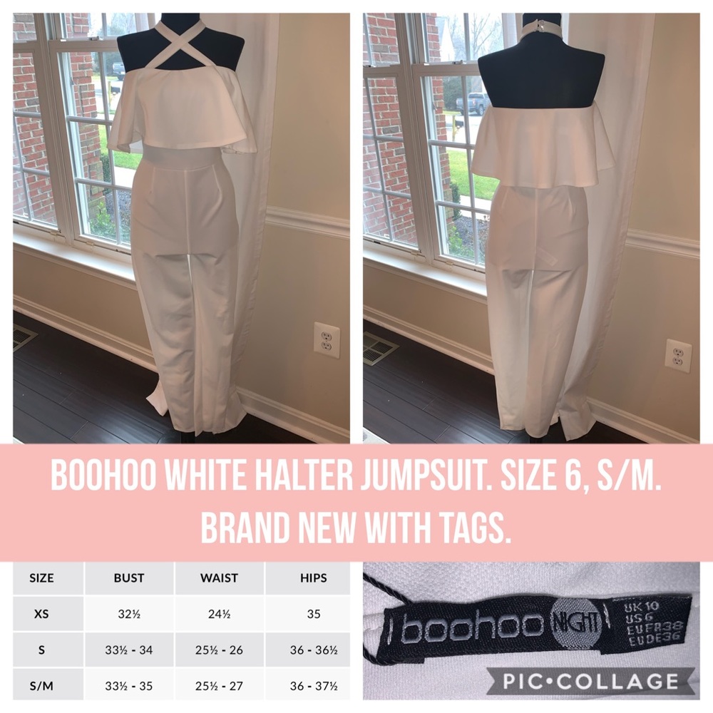 BNWT BOOHOO WHITE HALTER JUMPSUIT